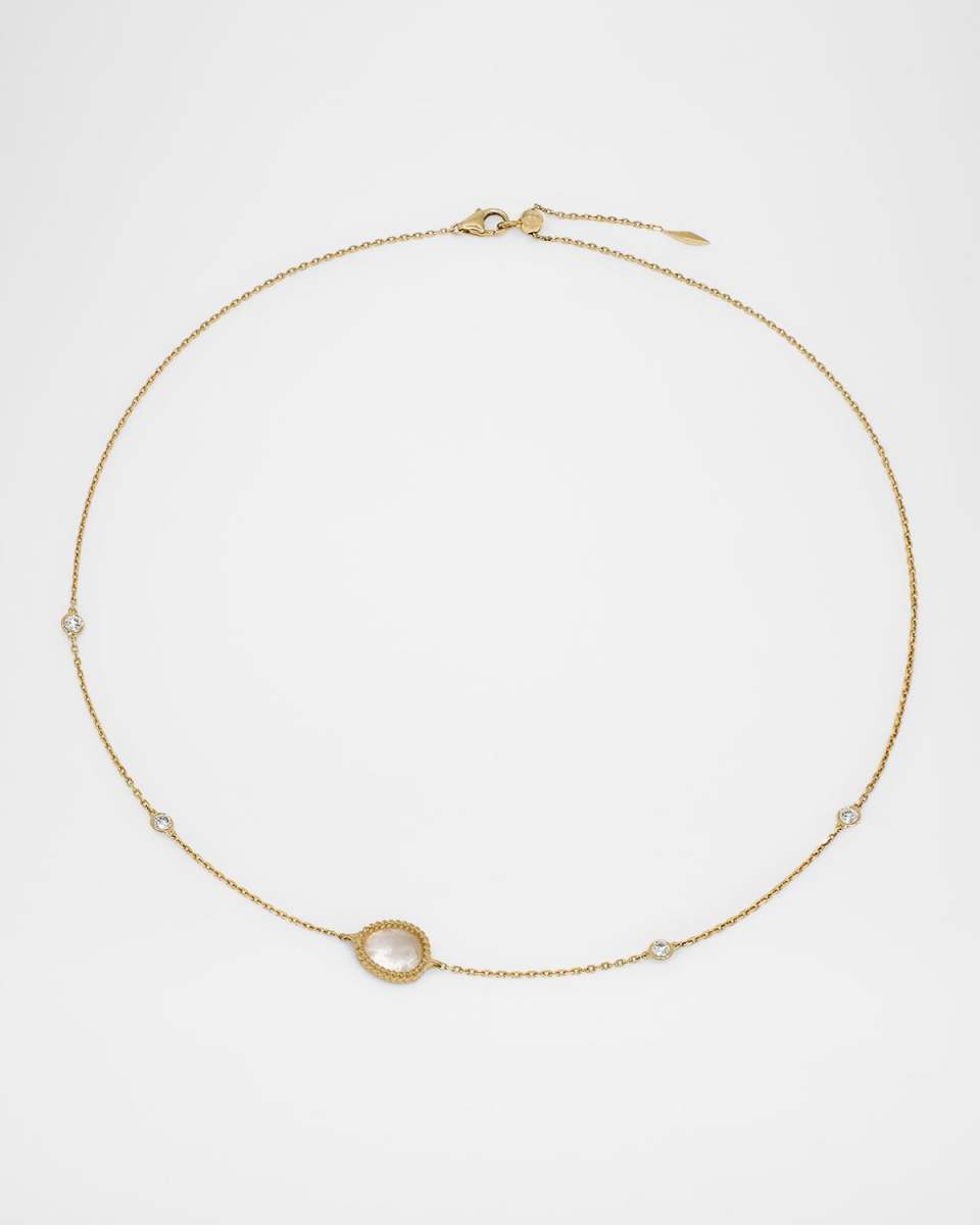Nina Mariner 18K Yellow Gold Necklace with Mother-Of-Pearl and Diamonds